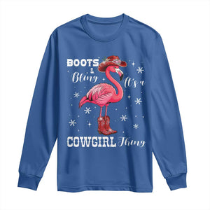 Cowboy Flamingo Long Sleeve Shirt Boots And Bling It Is A Cowgirl Thing TS14 Royal Blue Print Your Wear