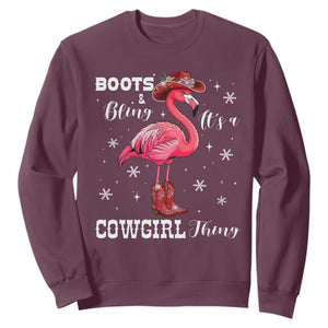 Cowboy Flamingo Sweatshirt Boots And Bling It Is A Cowgirl Thing TS14 Maroon Print Your Wear
