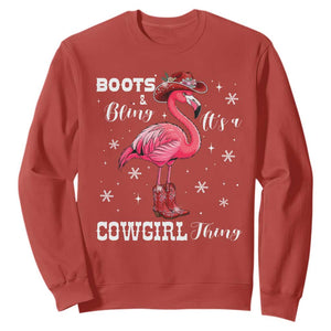 Cowboy Flamingo Sweatshirt Boots And Bling It Is A Cowgirl Thing TS14 Red Print Your Wear