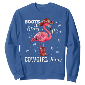 Cowboy Flamingo Sweatshirt Boots And Bling It Is A Cowgirl Thing TS14 Royal Blue Print Your Wear