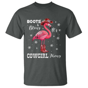 Cowboy Flamingo T Shirt Boots And Bling It Is A Cowgirl Thing TS14 Dark Heather Print Your Wear