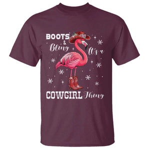 Cowboy Flamingo T Shirt Boots And Bling It Is A Cowgirl Thing TS14 Maroon Print Your Wear