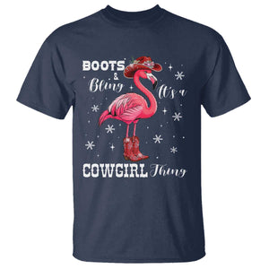 Cowboy Flamingo T Shirt Boots And Bling It Is A Cowgirl Thing TS14 Navy Print Your Wear