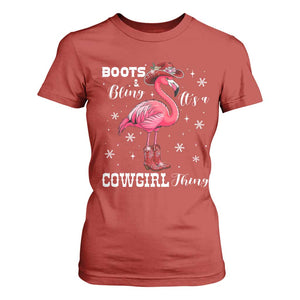 Cowboy Flamingo T Shirt For Women Boots And Bling It Is A Cowgirl Thing TS14 Red Print Your Wear