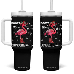 Cowboy Flamingo Tumbler With Handle Boots And Bling It Is A Cowgirl Thing TS14 One Size: 40 oz Black Print Your Wear