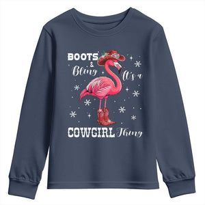 Cowboy Flamingo Youth Sweatshirt Boots And Bling It Is A Cowgirl Thing TS14 Navy Print Your Wear