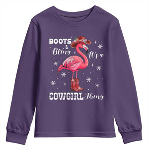 Cowboy Flamingo Youth Sweatshirt Boots And Bling It Is A Cowgirl Thing TS14 Purple Print Your Wear
