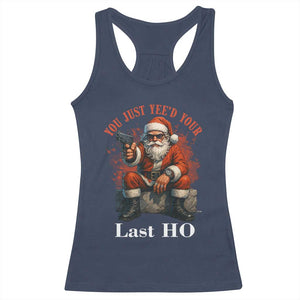 Funny Santa Gun Christmas Racerback Tank Top You Just Yeed Your Last Ho TS14 Navy Print Your Wear