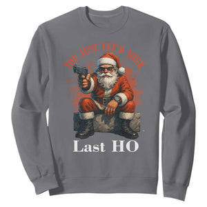 Funny Santa Gun Christmas Sweatshirt You Just Yeed Your Last Ho TS14 Charcoal Print Your Wear