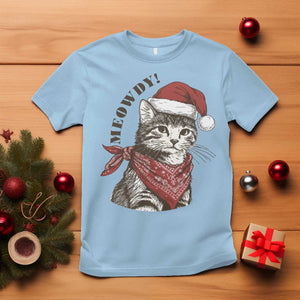Cowboy Cat Christmas T Shirt Meowdy Western Rodeo TS14 Light Blue Print Your Wear