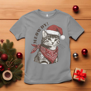 Cowboy Cat Christmas T Shirt Meowdy Western Rodeo TS14 Sport Gray Print Your Wear