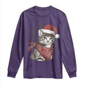 Cowboy Cat Christmas Long Sleeve Shirt Meowdy Western Rodeo TS14 Purple Print Your Wear
