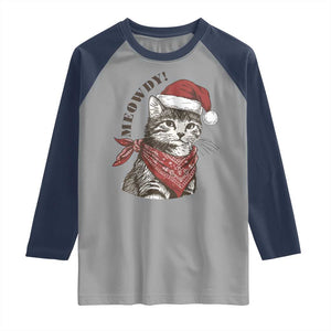 Cowboy Cat Christmas Raglan Shirt Meowdy Western Rodeo TS14 Sport Gray Navy Print Your Wear