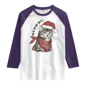 Cowboy Cat Christmas Raglan Shirt Meowdy Western Rodeo TS14 White Purple Print Your Wear
