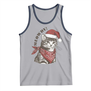 Cowboy Cat Christmas Tank Top Meowdy Western Rodeo TS14 Athletic Heather Navy Print Your Wear