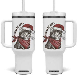Cowboy Cat Christmas Tumbler With Handle Meowdy Western Rodeo TS14 One Size: 40 oz White Print Your Wear