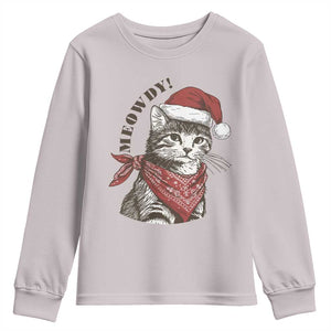 Cowboy Cat Christmas Youth Sweatshirt Meowdy Western Rodeo TS14 Ice Gray Print Your Wear