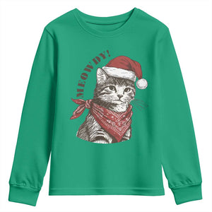 Cowboy Cat Christmas Youth Sweatshirt Meowdy Western Rodeo TS14 Irish Green Print Your Wear