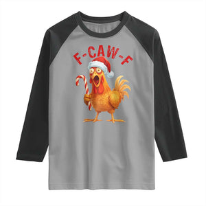 Christmas F Caw F Raglan Shirt Funny Chicken Meme TS14 Sport Gray Black Print Your Wear