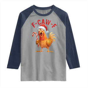 Christmas F Caw F Raglan Shirt Funny Chicken Meme TS14 Sport Gray Navy Print Your Wear