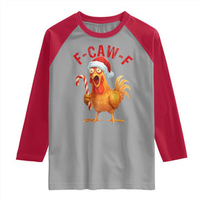 Christmas F Caw F Raglan Shirt Funny Chicken Meme TS14 Sport Gray Red Print Your Wear