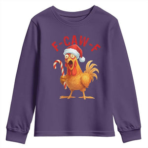 Christmas F Caw F Youth Sweatshirt Funny Chicken Meme TS14 Purple Print Your Wear