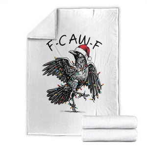 Christmas F Caw F Throw Blanket Funny Black Crow Meme TS14 White Print Your Wear