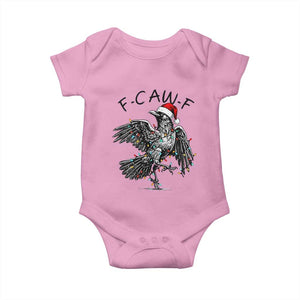 Christmas F Caw F Baby Onesie Funny Black Crow Meme TS14 Light Pink Print Your Wear