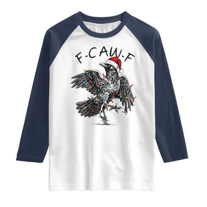 Christmas F Caw F Raglan Shirt Funny Black Crow Meme TS14 White Navy Print Your Wear