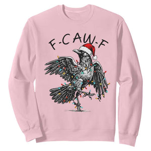 Christmas F Caw F Sweatshirt Funny Black Crow Meme TS14 Light Pink Print Your Wear