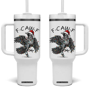 Christmas F Caw F Tumbler With Handle Funny Black Crow Meme TS14 One Size: 40 oz White Print Your Wear