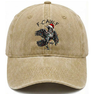 Christmas F Caw F Washed Cotton Baseball Cap Funny Black Crow Meme TS14 Washed Cap Universal Fit Khaki Print Your Wear