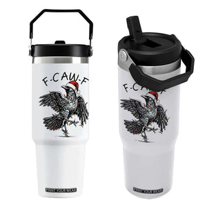 Christmas F Caw F Flip Straw Tumbler Funny Black Crow Meme TS14 One Size: 30 oz White Print Your Wear