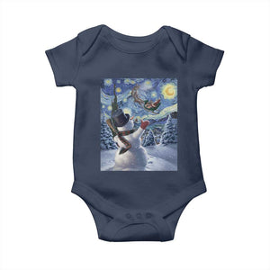 Christmas Snowman Starry Night Baby Onesie TS14 Navy Print Your Wear