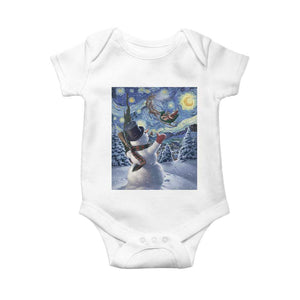 Christmas Snowman Starry Night Baby Onesie TS14 White Print Your Wear