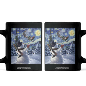 Christmas Snowman Starry Night Coffee Mug TS14 Black Print Your Wear