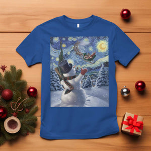 Christmas Snowman Starry Night T Shirt TS14 Royal Blue Print Your Wear