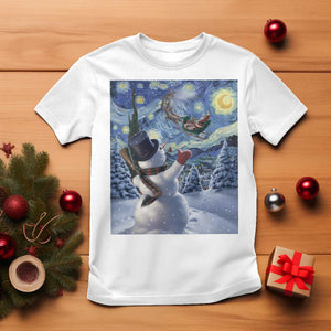 Christmas Snowman Starry Night T Shirt TS14 White Print Your Wear