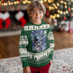 Xmas Snowman Starry Night Ugly Christmas Sweater TS14 Forest Green Beige Print Your Wear