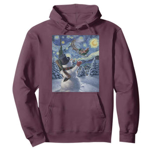 Christmas Snowman Starry Night Hoodie TS14 Maroon Print Your Wear