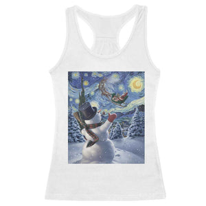 Christmas Snowman Starry Night Racerback Tank Top TS14 White Print Your Wear