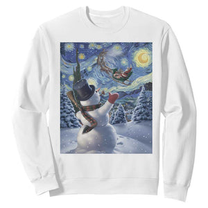 Christmas Snowman Starry Night Sweatshirt TS14 White Print Your Wear