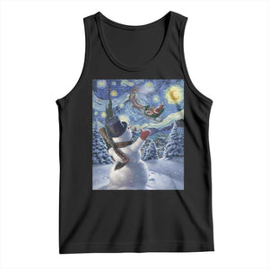 Christmas Snowman Starry Night Tank Top TS14 Black Print Your Wear