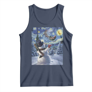Christmas Snowman Starry Night Tank Top TS14 Navy Print Your Wear