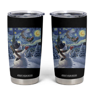 Christmas Snowman Starry Night Tumbler Cup TS14 Black Print Your Wear