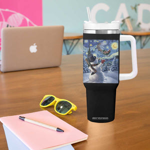 Christmas Snowman Starry Night Tumbler With Handle TS14 Print Your Wear