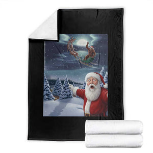 Funny Santa With Bigfoot Selfie Christmas Throw Blanket TS14 Black Print Your Wear