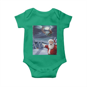 Funny Santa With Bigfoot Selfie Christmas Baby Onesie TS14 Irish Green Print Your Wear