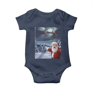 Funny Santa With Bigfoot Selfie Christmas Baby Onesie TS14 Navy Print Your Wear