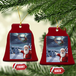 Funny Santa With Bigfoot Selfie Christmas Ceramic Ornament TS14 Print Your Wear